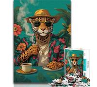 Puzzle 1000 pièces pour Adultes, Cadeaux, Motif léopard Tendance, pour Jeu éducatif, défi, Collection d'artistes, Beaux-Arts (38x26cm)