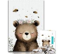 Puzzle 1000 pièces pour Adultes, Cadeaux Ours Bruns et Abeilles, Aide Le Cerveau à exercer des Jouets addictifs pour cultiver la Patience, Collection d'artistes, Beaux-Arts 75x50cm