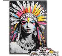 Puzzle 1000 pièces pour Adultes, Cadeaux, Princesse Indienne, Graffiti, pour Les 14 Ans et Plus, Jeu intellectuel, Cadeaux de Noël et d'anniversaire (Taille 26x38cm)