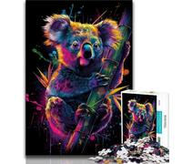 Puzzle 1000 pièces pour Adultes Cadeaux Puzzles Animaux Koala pour Adolescents Jouets de Divertissement Familial avec Affiche et fiche de Questions Assorties 38x26cm