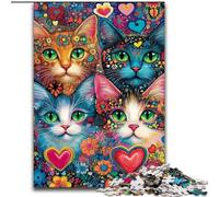 Puzzle 1000 pièces pour Adultes, Cadeaux Quatre Chats pour Les 14 Ans et Plus, Jeu intellectuel, Cadeaux d'anniversaire de Noël (Taille 50x75cm)
