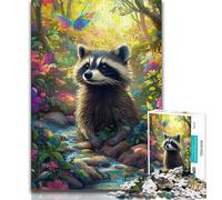 Puzzle 1000 pièces pour Adultes Cadeaux Raton Laveur de la forêt 1000 pièces pour Adolescents Jeux éducatifs Jouets à Faire soi-même Superbes Cadeaux et Jouets 26x38cm