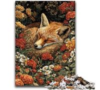 Puzzle 1000 pièces pour Adultes, Cadeaux, Renard endormi dans Les Fleurs, Jeux éducatifs, décoration de la Maison, Jeu éducatif pour Anniversaire, Noël, 26x38cm
