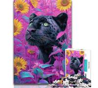 Puzzle 1000 pièces pour Adultes, Cadeaux, Rose, Tournesol, léopard Noir, Jeux éducatifs, Jouets à Faire soi-même, Superbes Cadeaux et Jouets (Taille 38x26cm)
