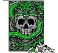 Puzzle 1000 pièces pour Adultes, Cadeaux, Serpent Vert et crâne, Anti-Stress, avec pièces entièrement emboîtables de Formes aléatoires, pour Les Enfants de 14 Ans et Plus, 50x75cm