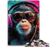 Puzzle 1000 pièces pour Adultes, Cadeaux, Singe Portant Un Casque, Anti-Stress, séjour, Tuer Le Temps, liste de souhaits avec Le Père Noël 38x26cm