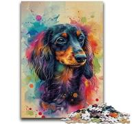 Puzzle 1000 pièces pour Adultes, Cadeaux Teckel Aquarelle pour Les 14 Ans et Plus Difficile à compléter mais Amusant et Humoristique Superbes Cadeaux et Jouets 26x38cm