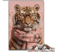 Puzzle 1000 pièces pour Adultes, Cadeaux Tigre Portant Une écharpe, Difficile à compléter mais Amusant et Humoristique, Anniversaire et Cadeaux Uniques 38x26cm