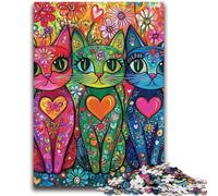 Puzzle 1000 pièces pour Adultes, Cadeaux, Trois adorables Chats pour Jeu éducatif, défi, Collection d'artistes, Beaux-Arts 26x38cm