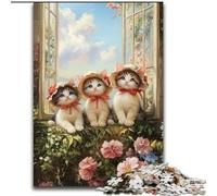Puzzle 1000 pièces pour Adultes, Cadeaux Trois Chatons, Jeu Familial Anti-Stress, défi Difficile, Une œuvre d'art pour Les 14 Ans et Plus (Taille 50x75cm)