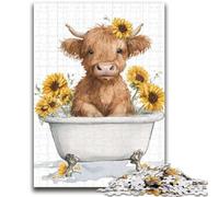 Puzzle 1000 pièces pour Adultes, Cadeaux, Vache des Highlands, Anti-Stress, séjour, Tuer Le Temps, liste de souhaits avec Le Père Noël, 38x26cm
