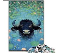Puzzle 1000 pièces pour Adultes, Cadeaux Vaches dans l'étang, Jouet éducatif intellectuel décompressant, Cadeaux du Père Noël Secret 50x75cm