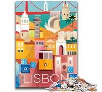 Puzzle 1000 pièces pour Adultes, Cadeaux, Ville de Lisbonne, Portugal, Art, Divertissement Familial, Jouets, Jeu éducatif pour Anniversaire, Noël, à partir de 14 Ans (Taille 50x70cm)