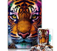 Puzzle 1000 pièces pour Adultes Cadeaux Visage d'animal Pop Art Tigre 1000 pièces pour Adultes idéal comme Cadeau pour Toute la Famille à partir de 14 Ans 26x38cm