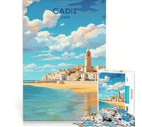Puzzle 1000 pièces pour Adultes Cadix, Espagne, Jouet à Monter soi-même, Course de Vitesse Manuelle, avec pièces de Formes aléatoires Parfaitement emboîtables 38x26cm