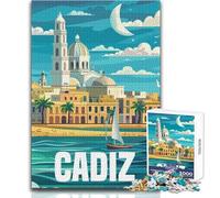 Puzzle 1000 pièces pour Adultes Cadix, Espagne Voyagez en Toute tranquillité et Profitez d'un Moment de détente Assemblage Stable et découpe précise Dimensions:38x26cm