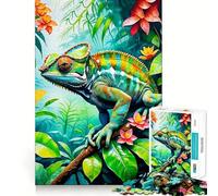 Puzzle 1000 pièces pour Adultes Caméléon Découpe précise Jeu d'art et de réflexion Jeu de détente Cadeau Artistique de Noël (50x75cm)