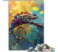 Puzzle 1000 pièces pour Adultes, caméléons colorés en Bois, pour Noël et Le Nouvel an, Cadeau de Vacances 50x75cm pour Un Jeu interactif en Famille