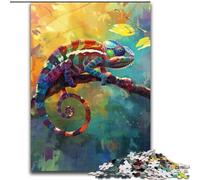 Puzzle 1000 pièces pour Adultes, caméléons colorés, en Carton, Cadeau de Noël pour Adolescents, réduction du Stress, Cadeau Unique et Cool pour la Famille, 1000 pièces(26x38cm)