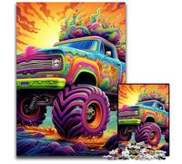 Puzzle 1000 pièces pour Adultes, Camion psychédélique, Puzzle en Bois, idéal pour décorer et stimuler Le Cerveau, 50x75cm / 19,68x29,52 Pouces