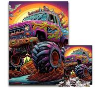Puzzle 1000 pièces pour Adultes, Camion psychédélique, Puzzle en Bois, idéal pour Les Amoureux, pour Noël, Le Nouvel an ou la Saint-Valentin, 50x75cm / 19,68x29,52 Pouces