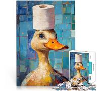 Puzzle 1000 pièces pour Adultes Canard avec Chapeau en Papier Toilette Jeux éducatifs est idéal comme Cadeau pour Toute la Famille 50x70cm