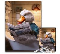Puzzle 1000 pièces pour Adultes Canard lisant Un Journal Puzzles en Bois pour Adultes Parfait pour s'amuser en Famille à Noël, Thanksgiving, Les Anniversaires et Pâques 50x75cm/19,68x29,52 Pouces
