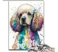 Puzzle 1000 pièces pour Adultes Caniche en Aquarelle, en Bois, pour Adolescents à partir de 14 Ans, décoration d'intérieur 50x75cm, pour Anniversaires, fêtes et Occasions spéciales.