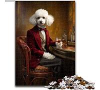 Puzzle 1000 pièces pour Adultes Caniche Famille Royale Puzzle en Bois Relax & Challenge, Art de décoration d'intérieur coloré, pour Les Amis Taille 50X75CM