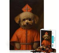 Puzzle 1000 pièces pour Adultes Caniche Nain Le Pape Décoration soignée Jeu de Construction Jeu de Paix Décoration d'anniversaire Cadeau (38x52cm)