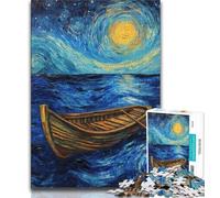 Puzzle 1000 pièces pour Adultes, canoë Ciel Nocturne, Jouets éducatifs et éducatifs pour la Famille, renforce l'amour Entre Couples, 38x26cm