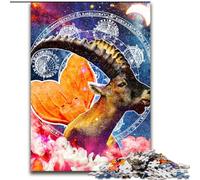 Puzzle 1000 pièces pour Adultes Capricorne Zodiaque Art Mural Puzzle en Carton Taille 26x38cm Jeu de réflexion, Jeu Familial interactif, adapté aux 14 Ans et Plus