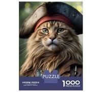 Puzzle 1000 Pièces pour Adultes Captain Pirate Cat Puzzle, Jouet, Décoration Murale, Analyse Et Logique, Idéal comme Cadeau pour Toute La Famille 38x26cm/1000pcs