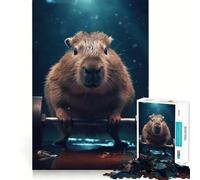 Puzzle 1000 pièces pour Adultes Capybara Bodybuilder Jeu de Construction Amusant et Stimulant,idéal pour Les Loisirs et Les activités artistiques d'anniversaire (38x26cm)
