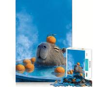 Puzzle 1000 pièces pour Adultes Capybara dans Un Bain Chaud avec des Oranges Jeu de découpe précise Activité Artistique et créative Jeu de Loisirs Cadeau d'anniversaire Amusant (38x52cm)