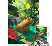 Puzzle 1000 pièces pour Adultes Capybara dans Un Paradis Tropical Décoration Murale pour Un Père Noël Secret Jeu Relaxant Collection d'artistes Beaux-Arts 38x52cm