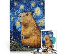 Puzzle 1000 pièces pour Adultes Capybara Nuit étoilée Séjour Anti-Stress pour Tuer Le Temps Améliorer la mémoire 38x26cm
