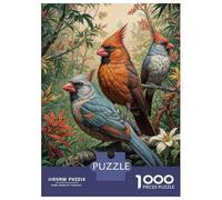 Puzzle 1000 Pièces pour Adultes Cardinal Birds on Branch Puzzle Casse-tête Difficile, Idéal comme Cadeau pour Toute La Famille 38x26cm/1000pcs
