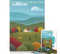 Puzzle 1000 pièces pour Adultes,Caroline du Nord,Jeu de réflexion Sharp Edge,Jeu d'adresse Amusant et Calme,Cadeau de Noël apaisant (38x26cm)