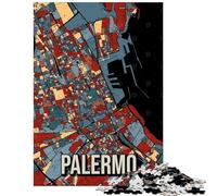 Puzzle 1000 pièces pour Adultes Carte de Palerme Italie Sicile Puzzle pour Adolescents Assemblage Difficile et Stimulant Jeu passionnant et Convivial en Famille (38x26cm/1000 pièces)