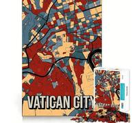Puzzle 1000 pièces pour Adultes, Carte Vintage de la Cité du Vatican, Assemblage Parfait, Jeu de réflexion, Cadeau, Jeu Lent, décoration Murale de Noël (50x75cm)
