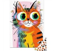 Puzzle 1000 pièces pour Adultes, Cartoon Orange Cat with Big Eyes