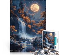 Puzzle 1000 pièces pour Adultes Cascade au Clair de Lune Jouet éducatif d'apprentissage Car C'est Un pour Toute la Famille 38x26cm