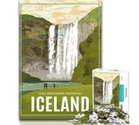 Puzzle 1000 pièces pour Adultes, Cascade de Skogafoss, Islande, pour Adultes et Adolescents, Jeux éducatifs, Anti-Stress, Cadeaux et Jouets de qualité 26x38cm