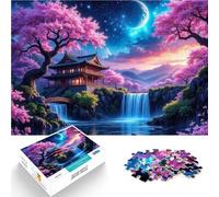 Puzzle 1000 pièces pour Adultes Cascade du Jardin Japonais Jouet éducatif intellectuel décompressant Idées Cadeaux 38x26cm