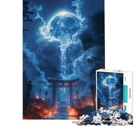 Puzzle 1000 pièces pour Adultes Cascade et Torii au Clair de Lune Jeu Manuel éducatif et Stimulant pour s'amuser en Famille (Dimensions 50x75cm)