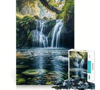 Puzzle 1000 pièces pour Adultes Cascade paisible dans Une forêt luxuriante Décoration soignée Jeu de Construction Jeu de Paix Décoration d'anniversaire Cadeau (50x75cm)