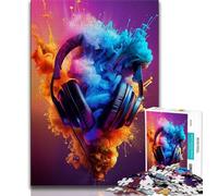 Puzzle 1000 pièces pour Adultes, Casque d'écoute Moderne et coloré, Jeux éducatifs, décoration d'intérieur, Cadeau d'anniversaire, Art Mural (Taille 38x26cm)