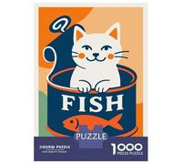 Puzzle 1000 Pièces pour Adultes Cat in A Fish Can Illustration Puzzles pour Adultes Cadeau d'anniversaire Jeu D'interaction Parent-Enfant Jeu Intellectuel 52x38cm/1000pcs