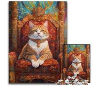 Puzzle 1000 pièces pour Adultes Cat King Puzzles en Carton pour 14 Ans et Plus Difficile à Terminer mais Amusant et Humoristique Cadeau d'anniversaire 26X38CM
